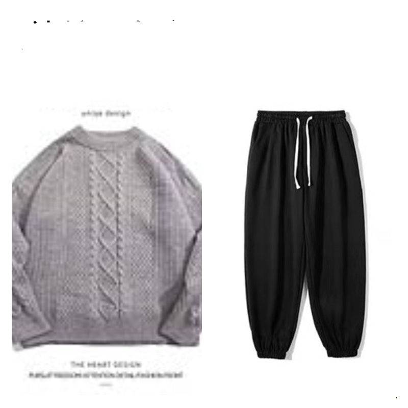 Hong Kong-inspireret Retro Rhombus Twist Rundhalset Sweater til Mænd
