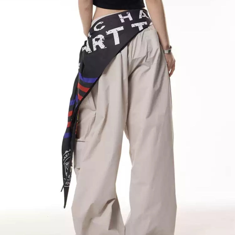 Women's Loose All-match Pleated Casual Pants With Fart Curtain Paratrooper Pants