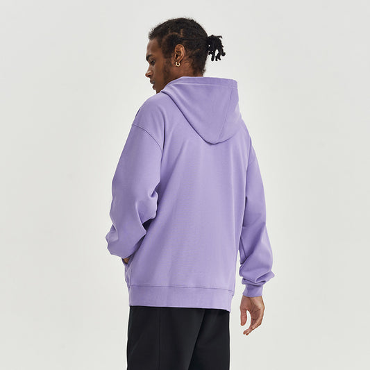 Autumn And Winter 450g Terry Loose Fashion Brand Zipper Hooded Sweater Solid Color
