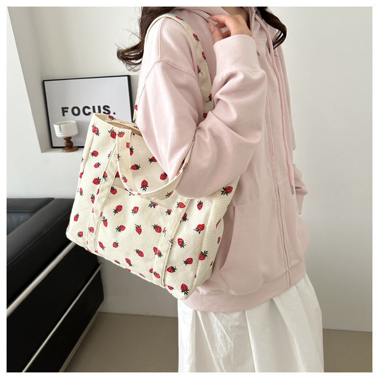 Portable Tote Bag Large Capacity Beautiful Simple Fashion Preppy Style Casual Cool Shoulder Bag