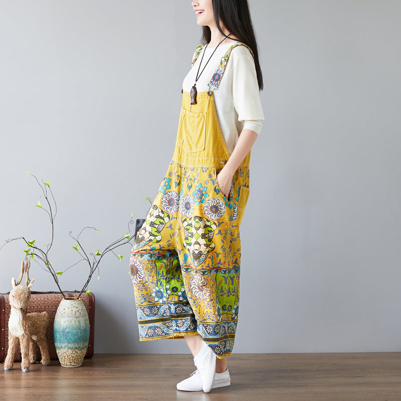 Printed Crotch Denim Wide-leg Pants