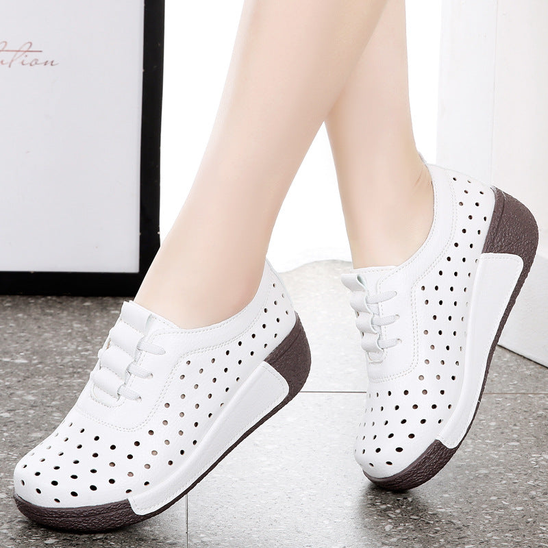 Women's All-matching Hollow Shallow Mouth Leather Shoes