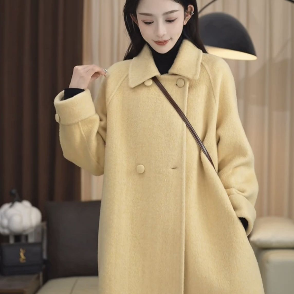 Slim-fit Mid-length Loose Women's Wool Coat