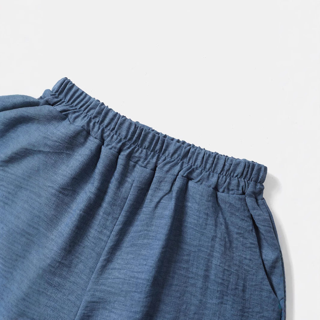 Women's Simple Linen Casual Pants With Elastic Waistband For A Slimming Look
