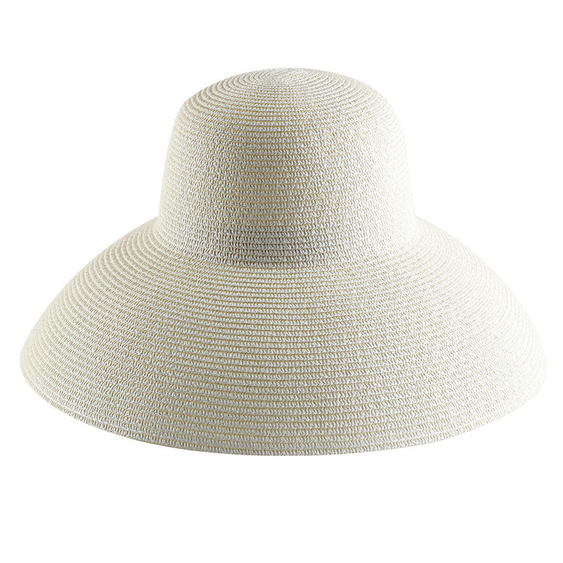 Big Brim Straw Hat On The Beach With Sun Protection And Sunshade
