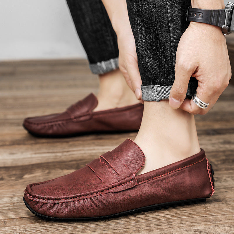 Men's Fashion British Leather Beanie Shoes
