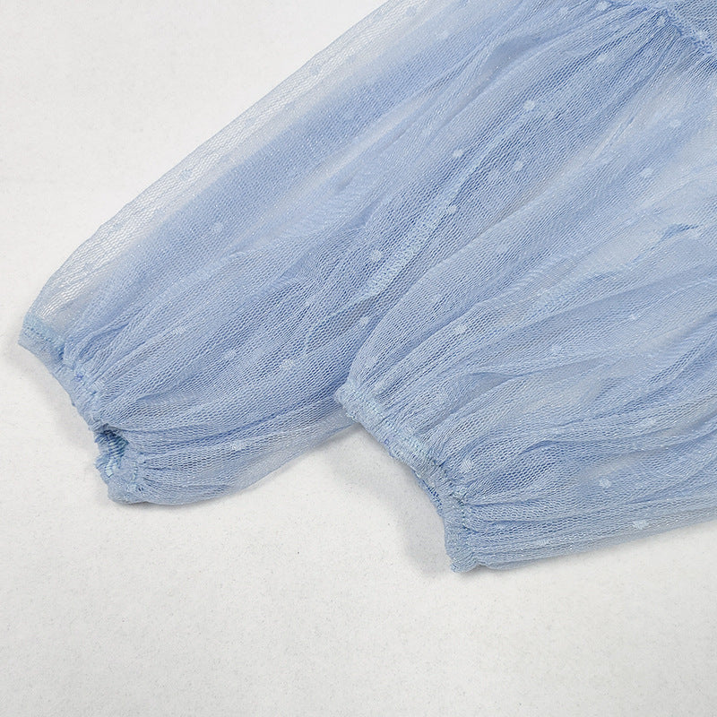 Women's Clothing New See-through Mesh Top Chiffon Shirt