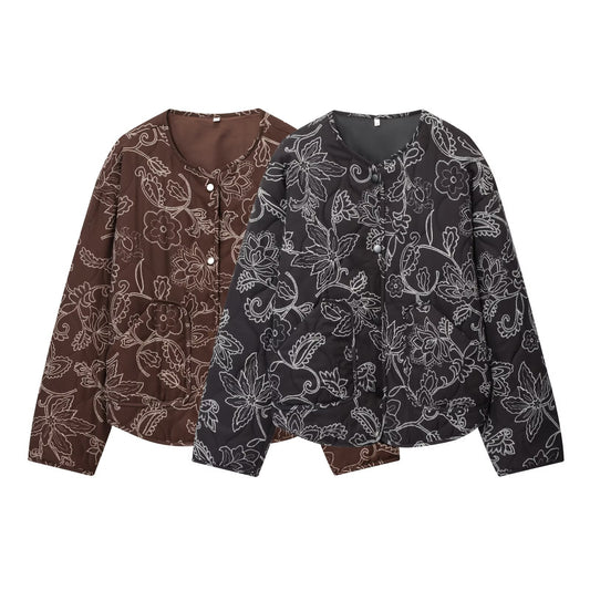 New Women's Quilted Embroidered Coated Jacket