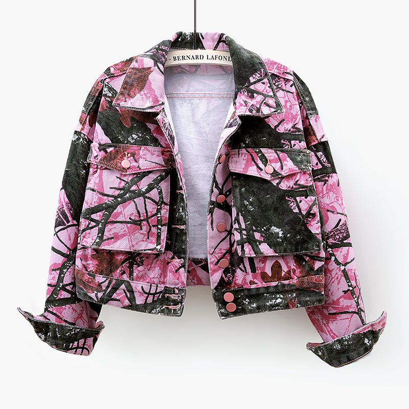 Printed Big Pocket Jacket Cardigan Versatile Casual Top