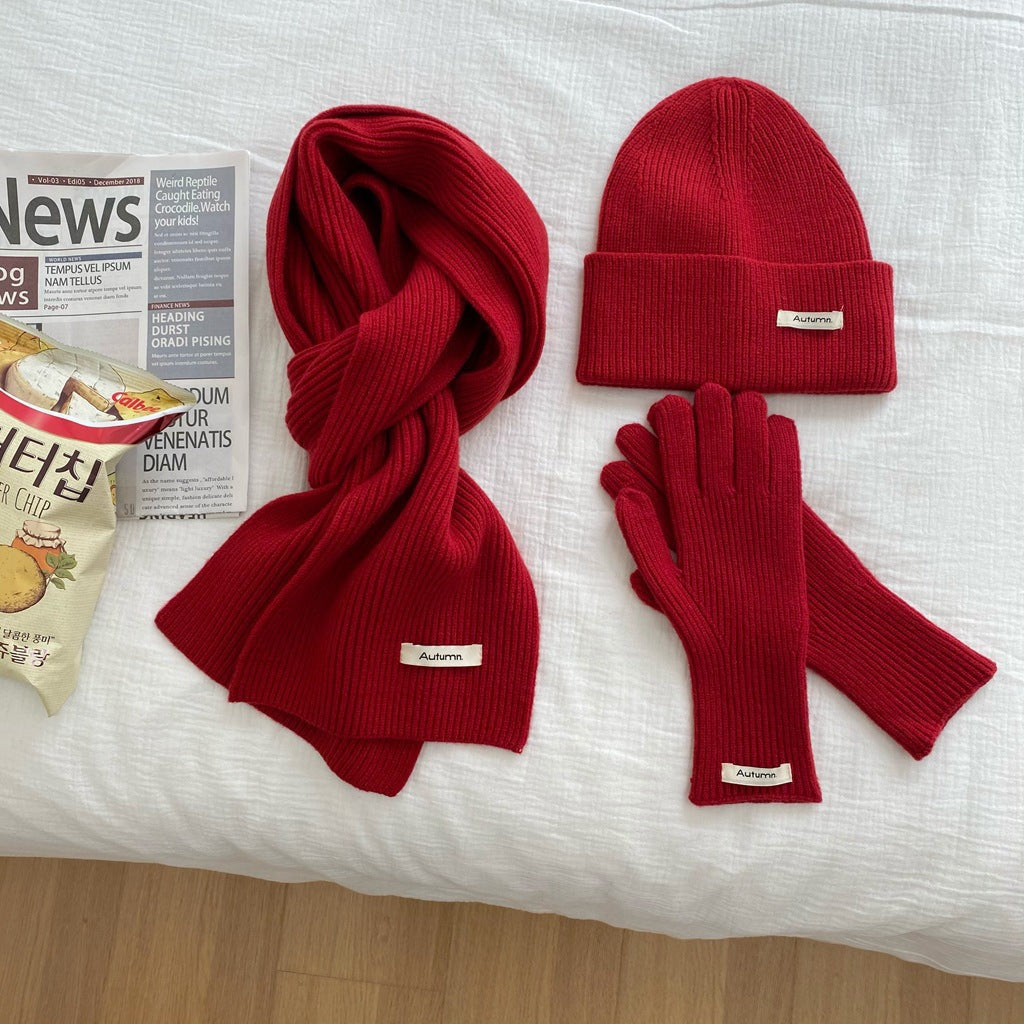 Winter 3-piece Set In Solid Color With Extra Padding For Warmth