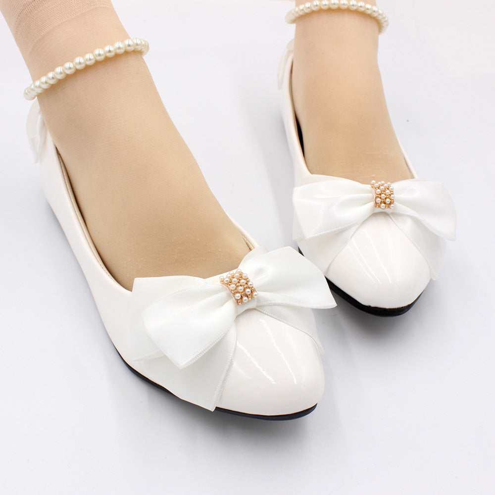 Star Cat White Bow Tie Women's Shoes