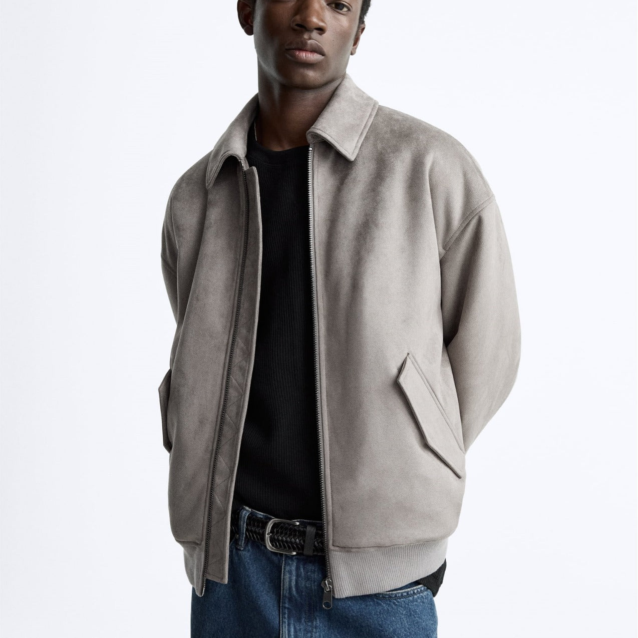 Men's Quilted Suede Texture Lapel Jacket