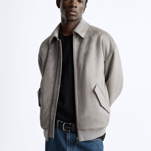 Men's Quilted Suede Texture Lapel Jacket
