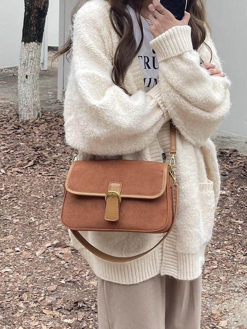 Special-interest Design Vintage Matte Suede Underarm Bag