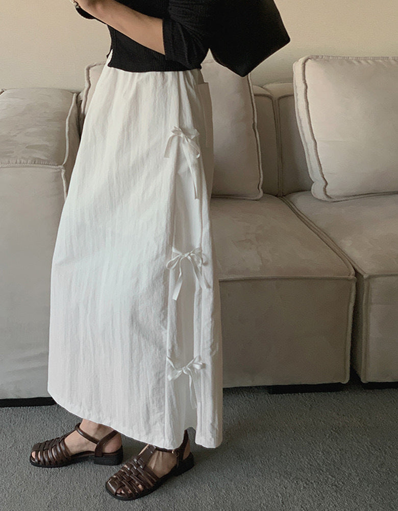 Design Bow Tie Women's All-match Mid-length Split Skirt