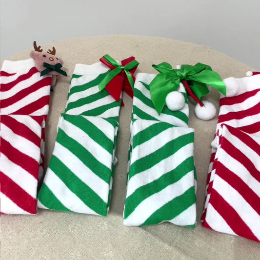 Bow Christmas Stockings Over The Knee Decorative High Tube