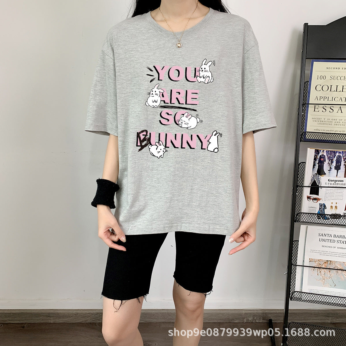 Rabbit Cotton Schoolgirl Short Sleeve Top