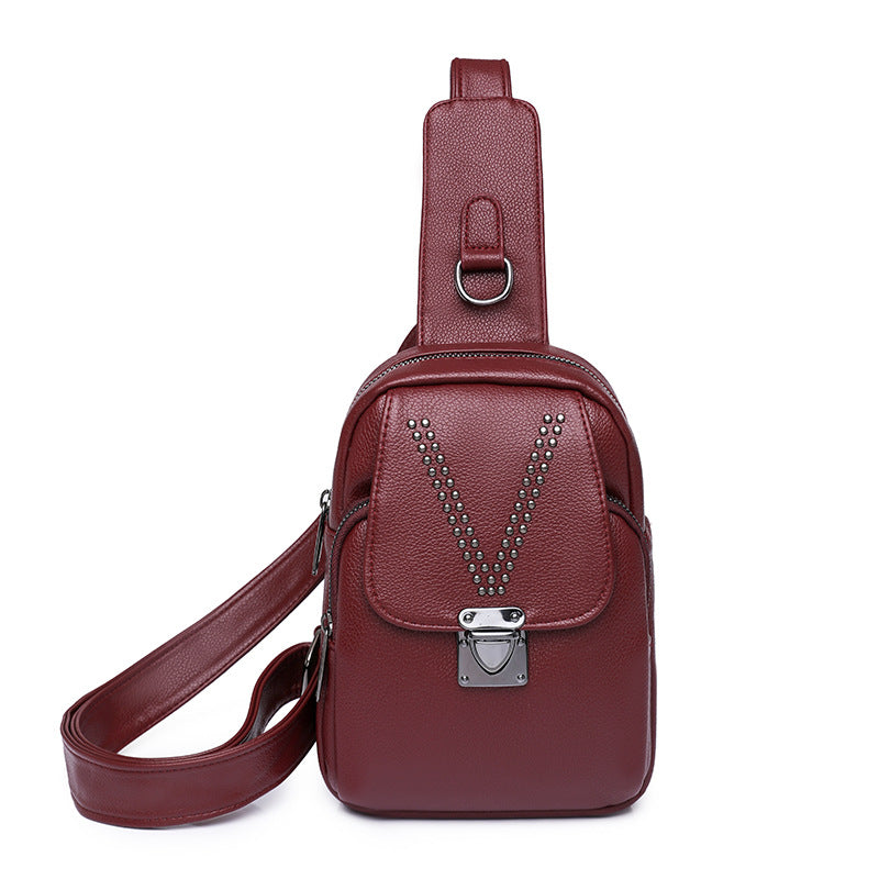 Women's Outdoor Sports PU Soft Face Chest Bag