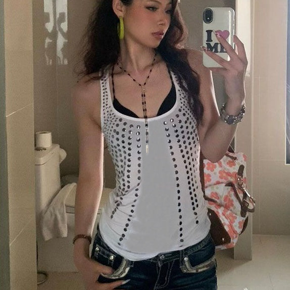 American Hot Girl Backless Slim Fit All-match Round Neck Vest