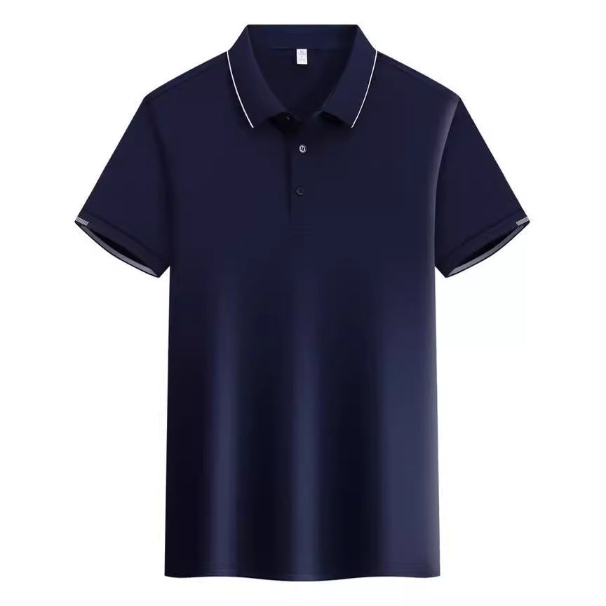 ICE Cotton Single Side Color Secondary Collar Lapel Short Sleeve Polo Shirt