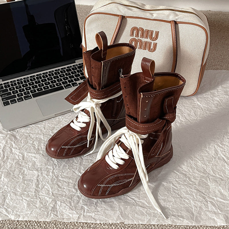 Vintage Leather Height-increasing Duck Versatile Boxing And Outdoor Dr Martens-style Boots