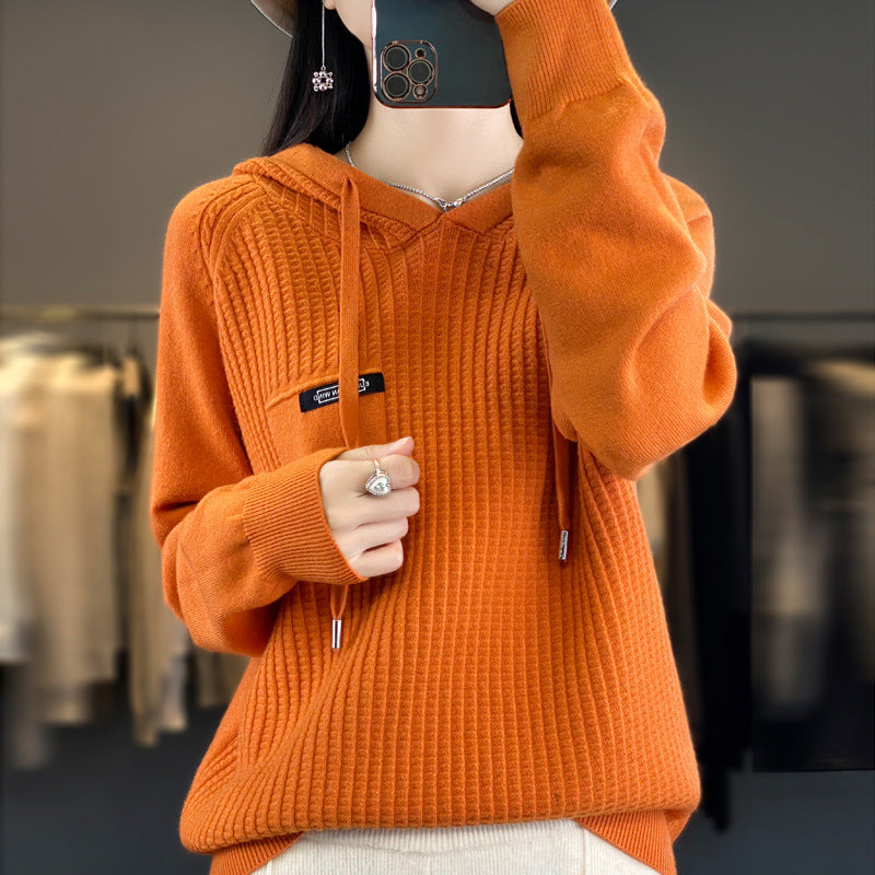 Korean Style Knitted Hooded Sweater Pullover