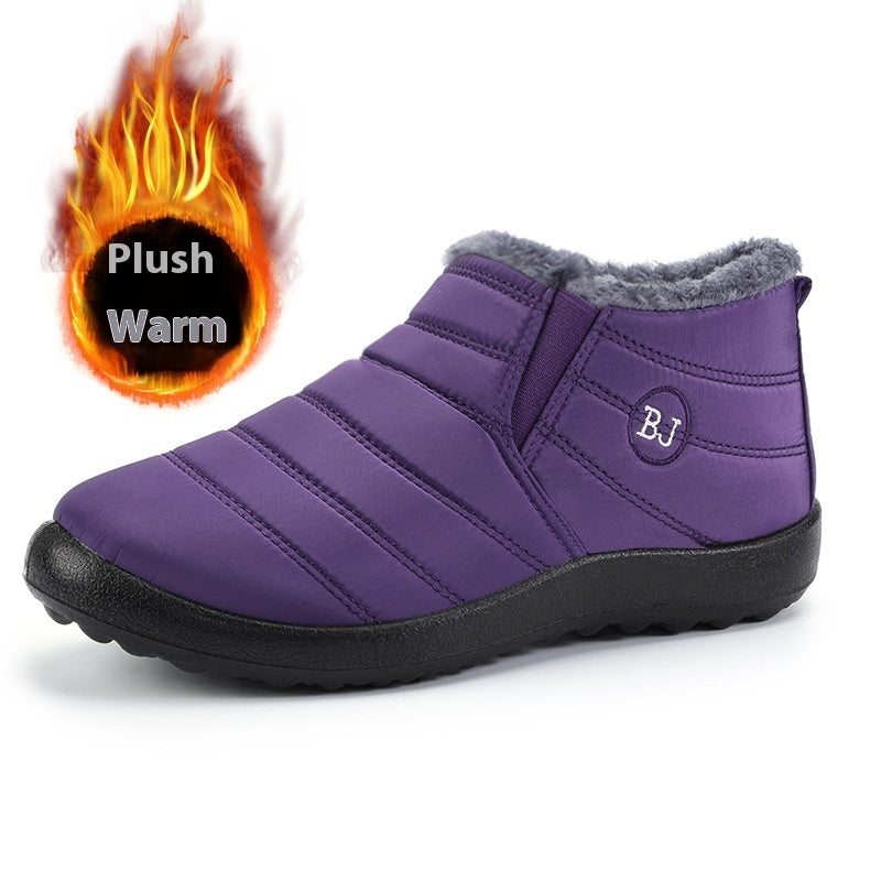 Cross-border Large Size Cotton Boots Men's And Women's Same Style Middle-aged And Elderly Slip-on Plus Velvet Thick Snow Boots Foreign Trade Warm Low-cut Boots