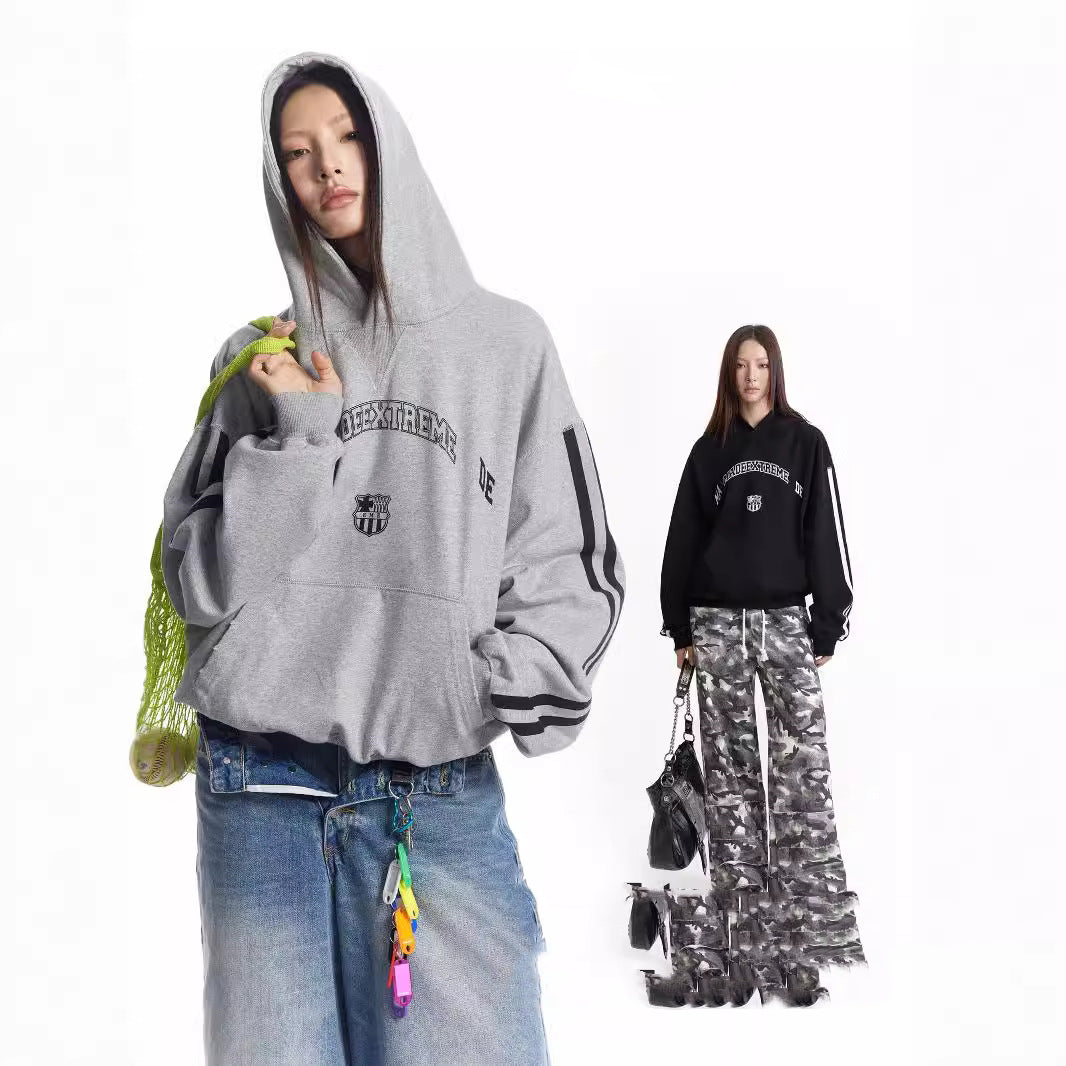 Heavy Terry Hook Retro Alphabet Loose Sports And Leisure Hooded Sweater