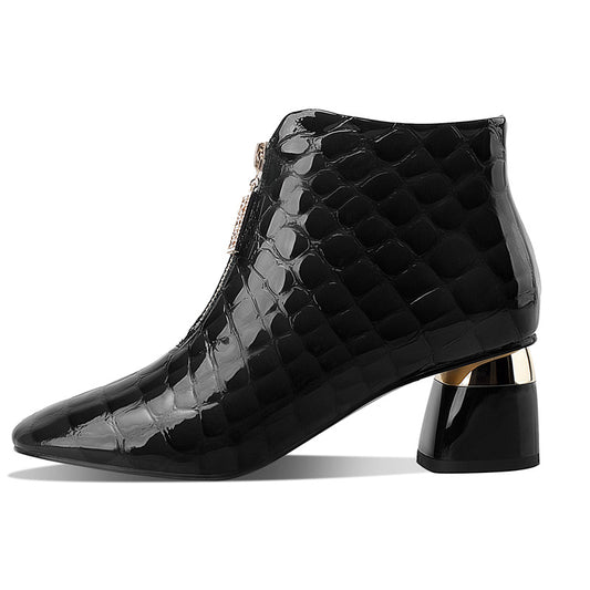 Chunky Heel Mid-heel Short Martin Boots Green