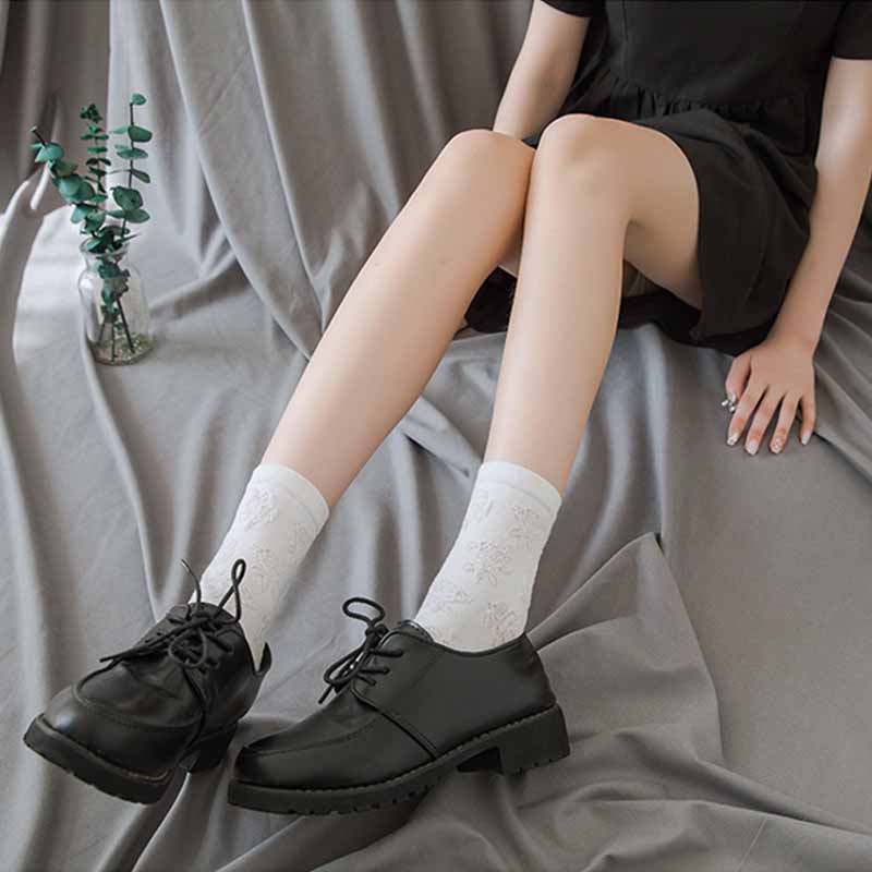 White Lolita Lace Socks Women's Mid Tube Cotton