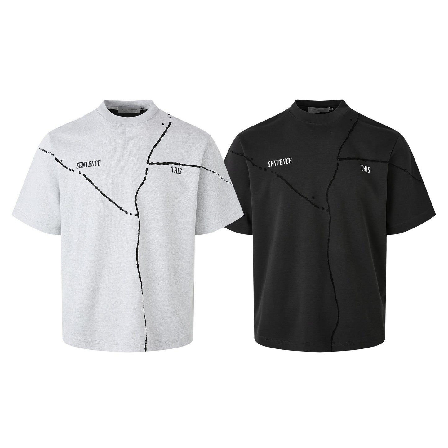 Amerikansk Street Fashion Mode Crack Bogstavprint Stilfuld Løs Casual Og Komfortabel T-shirt
