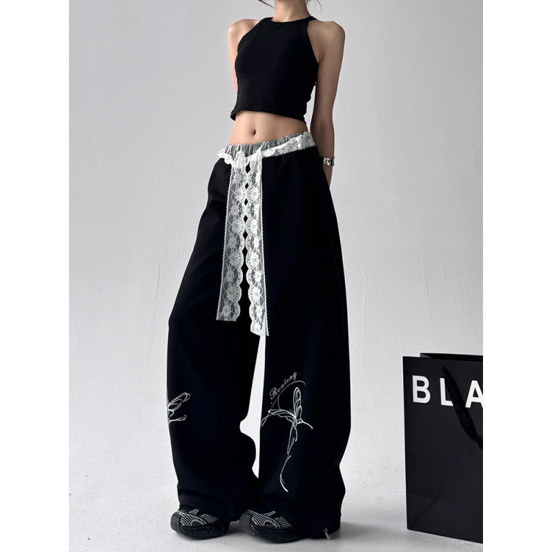 Fashion Temperament Lace Women's Casual Pants