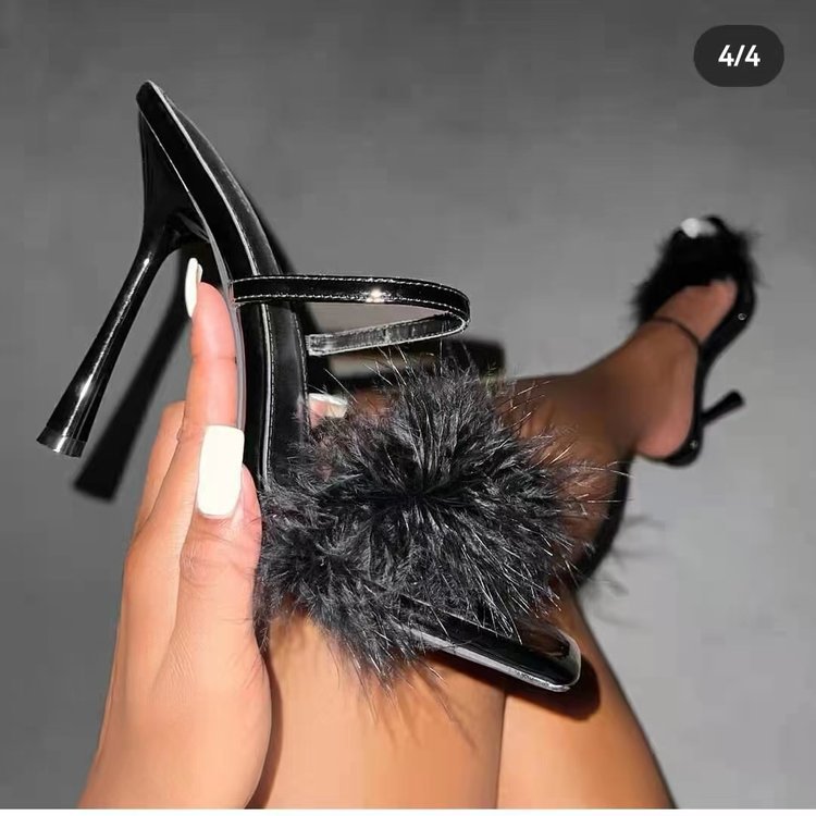 New Feather Roman High Heel Sandals Toe