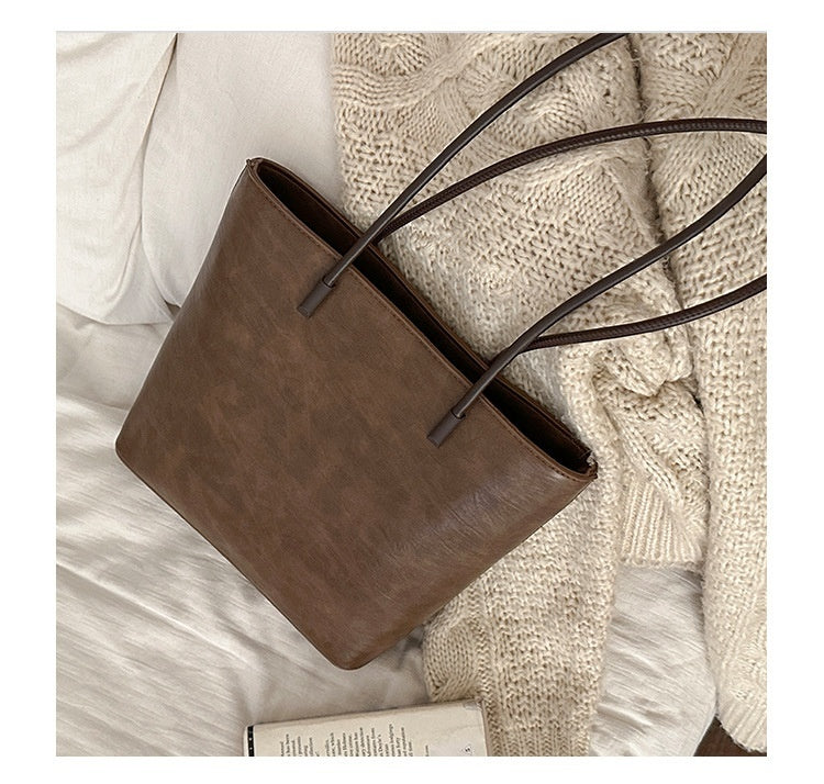 Retro Minimalist Tote Bag Versatile Large-capacity Shoulder Bag