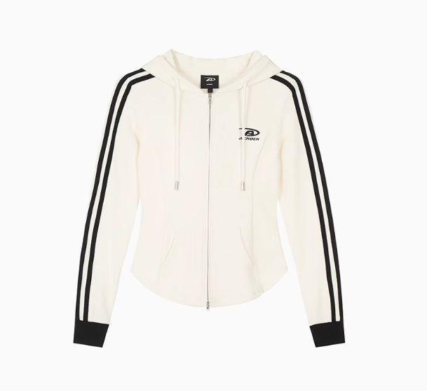 Vintage Women's Sunken Stripe Knitted Hooded Jacket
