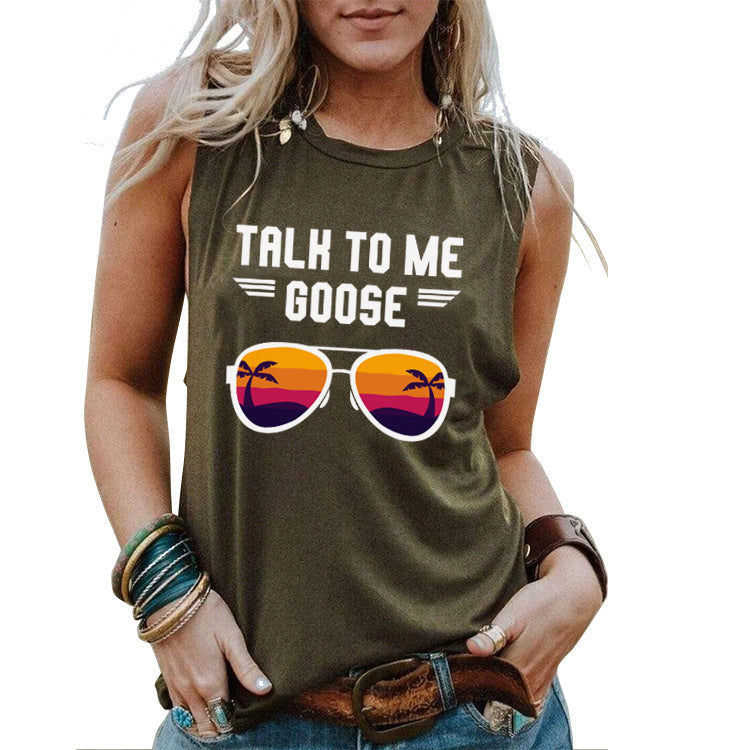 Letter Sleeveless Strap European And American Women's Top