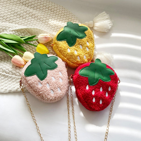 Creative Fruit Children's Crossbody Lamb Wool Strawberry Bag