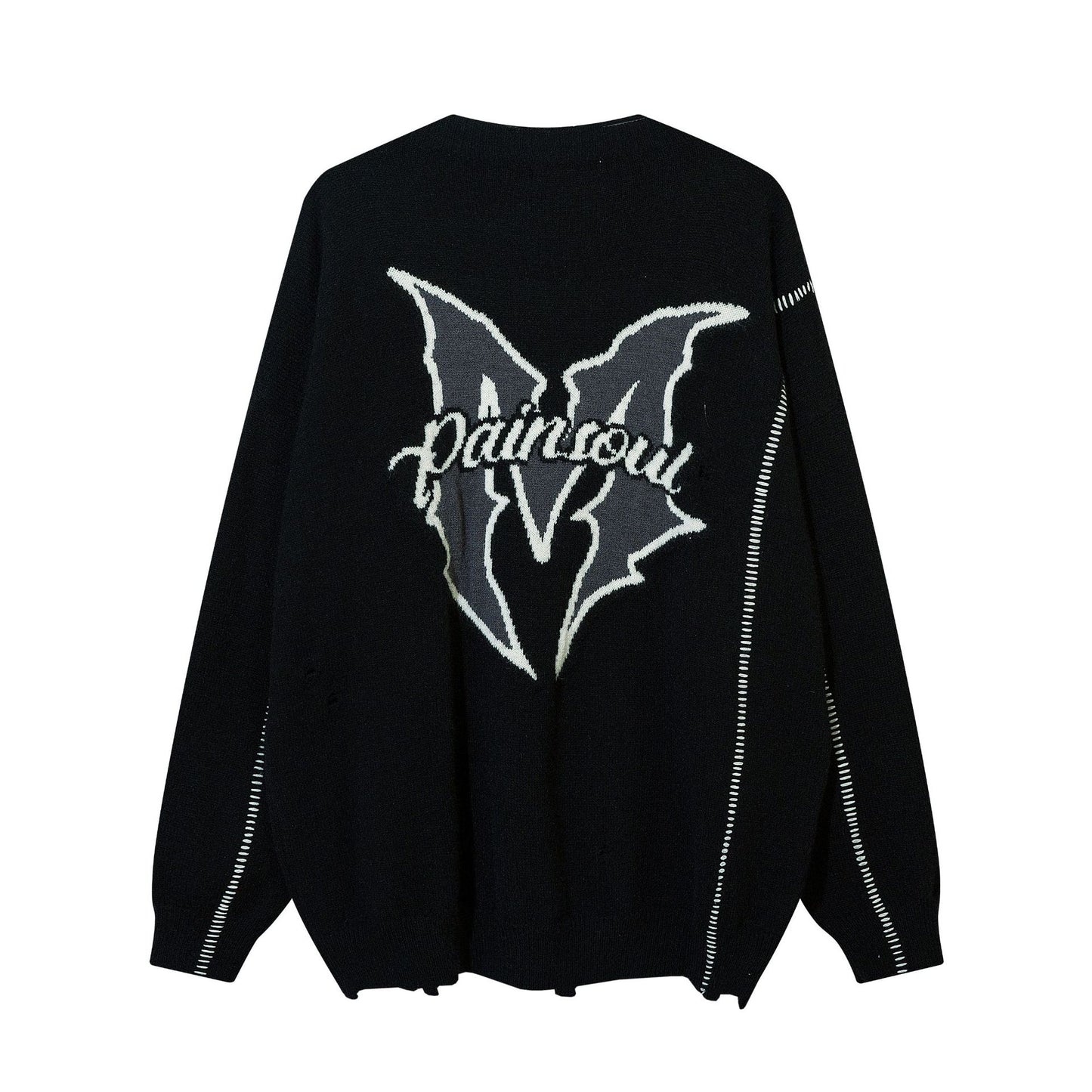 Small High Street Broken V-Neck Black Sweater Male