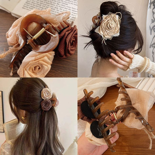Dried Rose Flower Hair Clip For Women