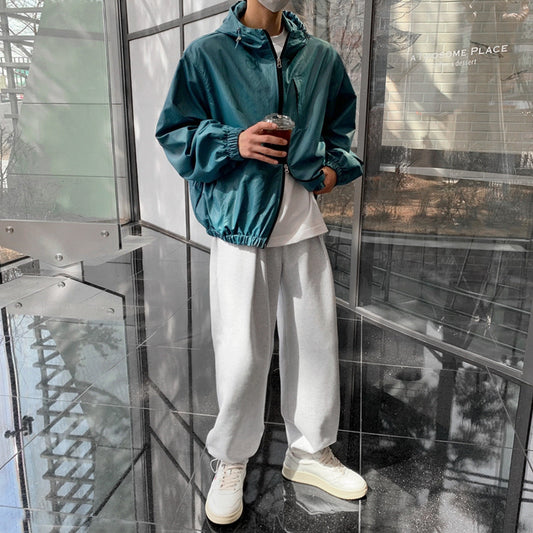 Sports Jacket Loose Hooded Fashion Men's Long Sleeve