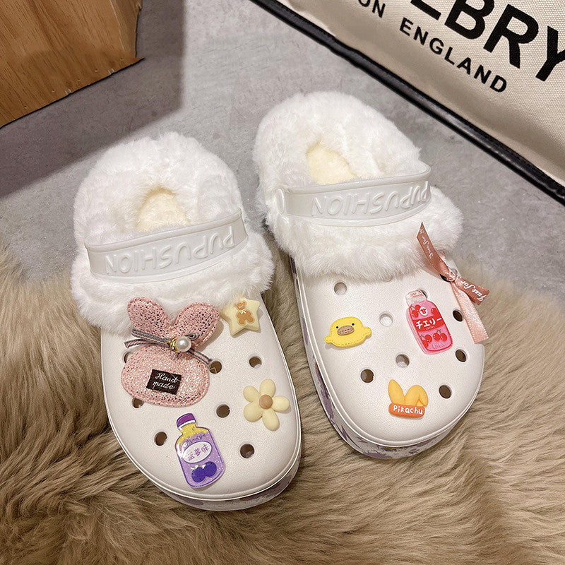 Women's Indoor Warm Thick-soled Velvet Cave Shoes