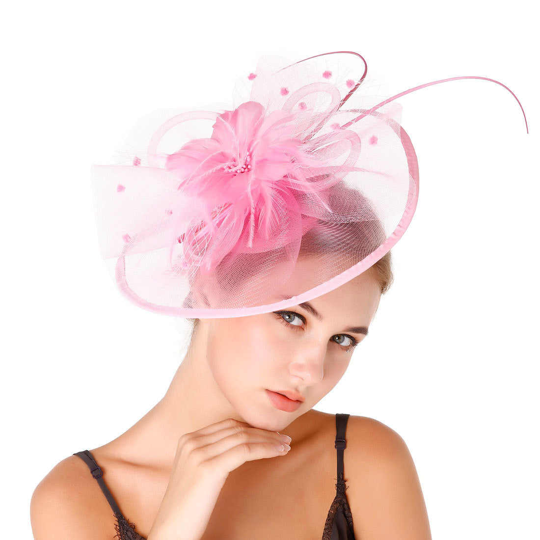 Women's Festival Hat Mesh Hair Clip Headgear