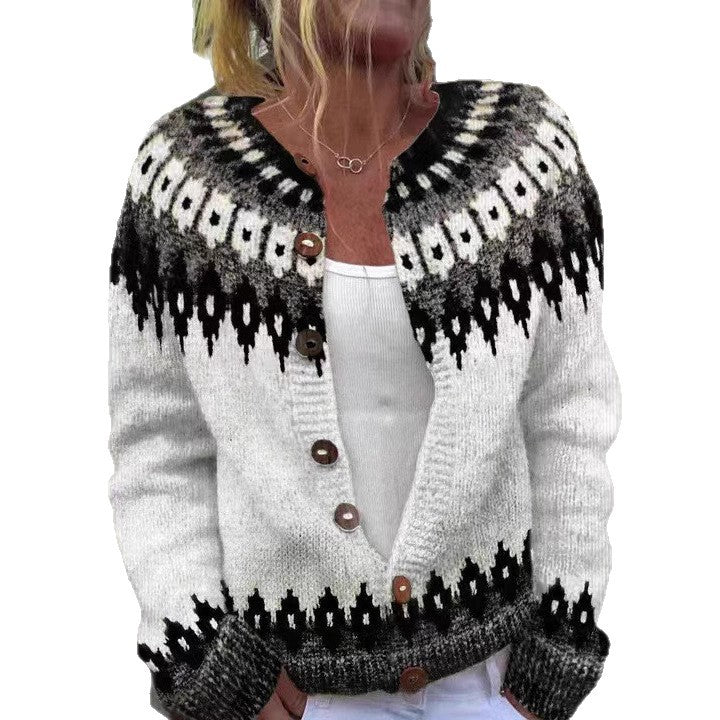 Women's Simple All-match 3D Digital Pattern Printed Sweater