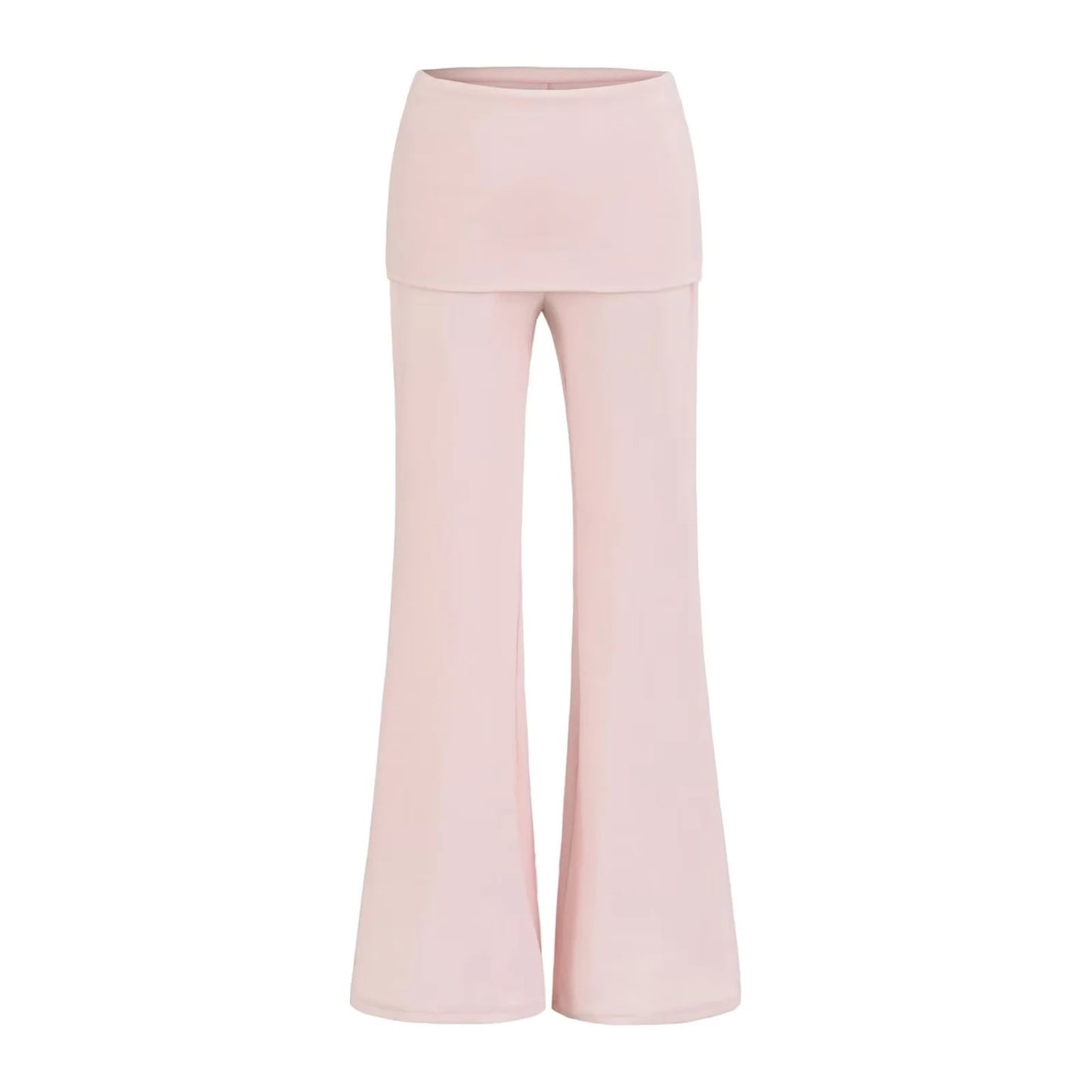 Womens Stretchy Knit Flared Pants With A Defined Waist For A Slimming Flowing Fit