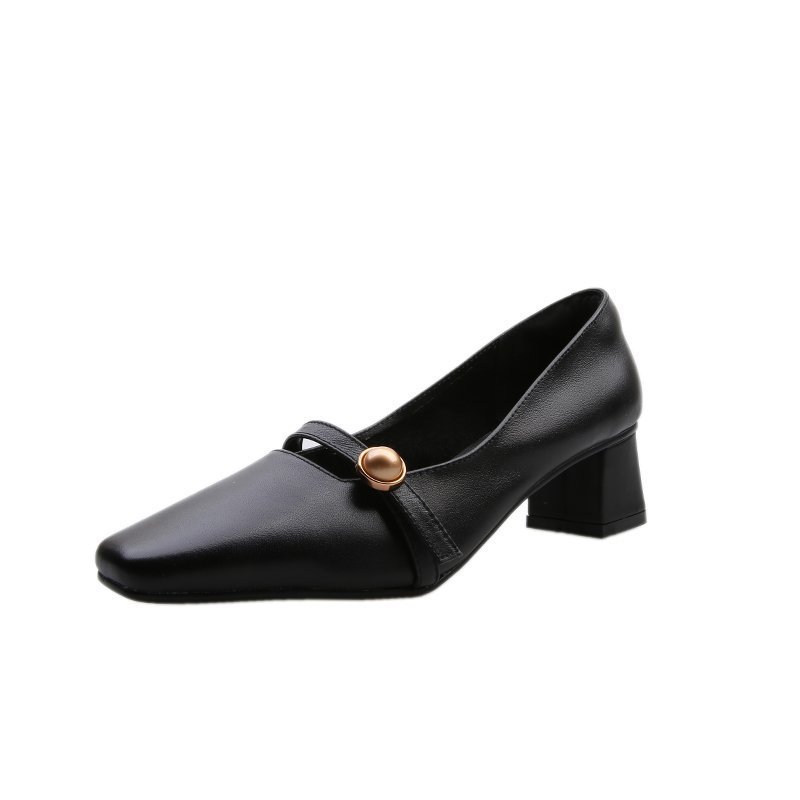 Korean Style Shallow Mouth One Word Buckle Fashion Single Shoes Casual Shoes