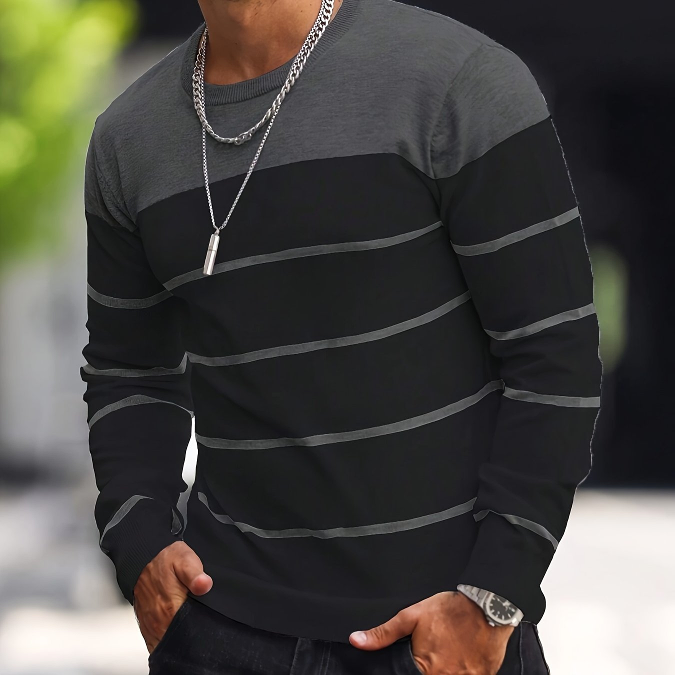 Men's Knitted Fashion Crew Casual Sweatshirt