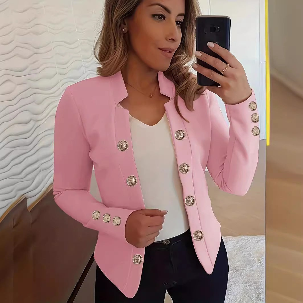 Dame Manchetknap Lille Suit Dobbelt Spænde Cardigan Top