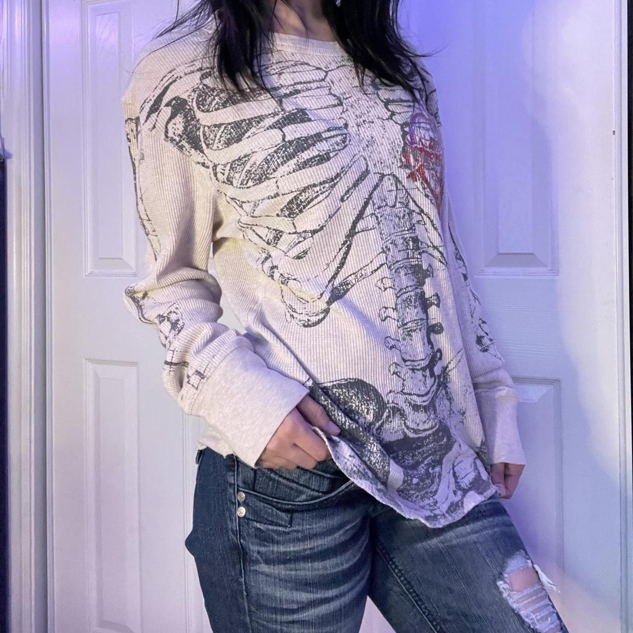 Ribbed Fabric Printed Design Crew-neck T-shirt Casual Style