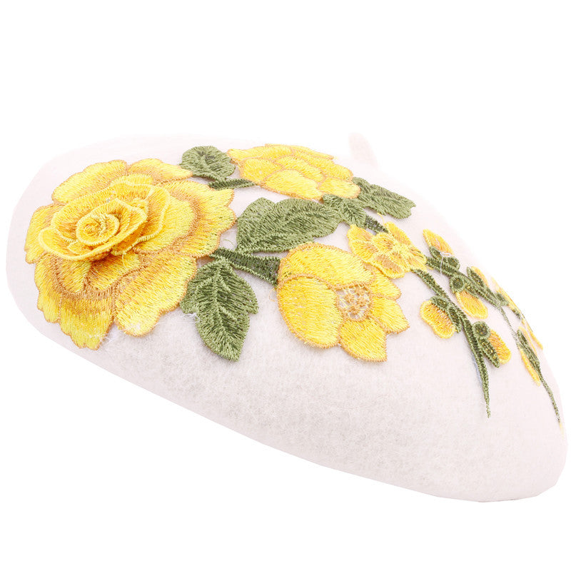 Ethnic Temperament Handmade Sticky Flower Beret