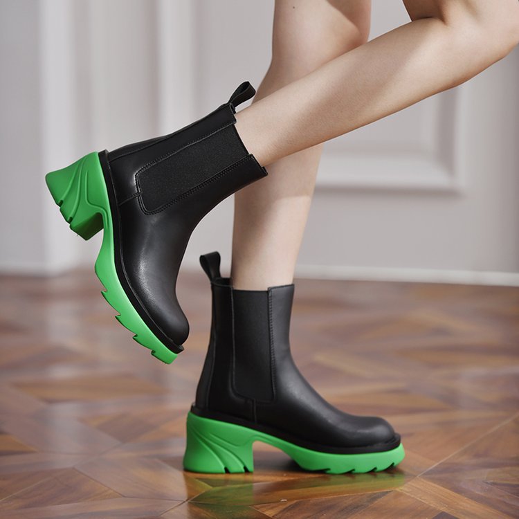 Casual Net Red Thick Heel Sleeve Short Boots High Heel Ins Martin Boots